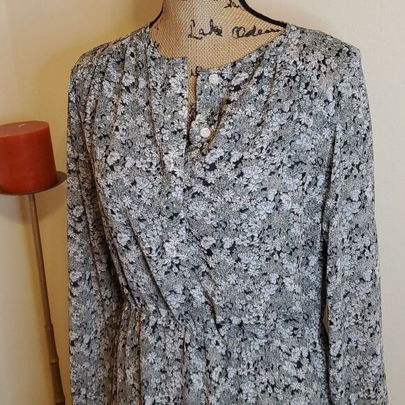 H&M green floral long sleeve dress size Medium - Picture 4 of 11